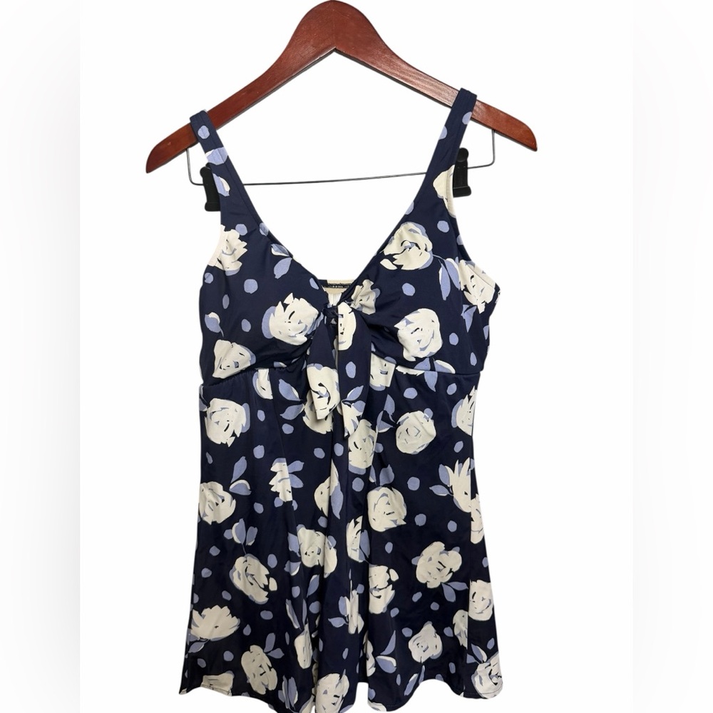 Croft & Barrow Navy and White Swim Dress  Bow 18